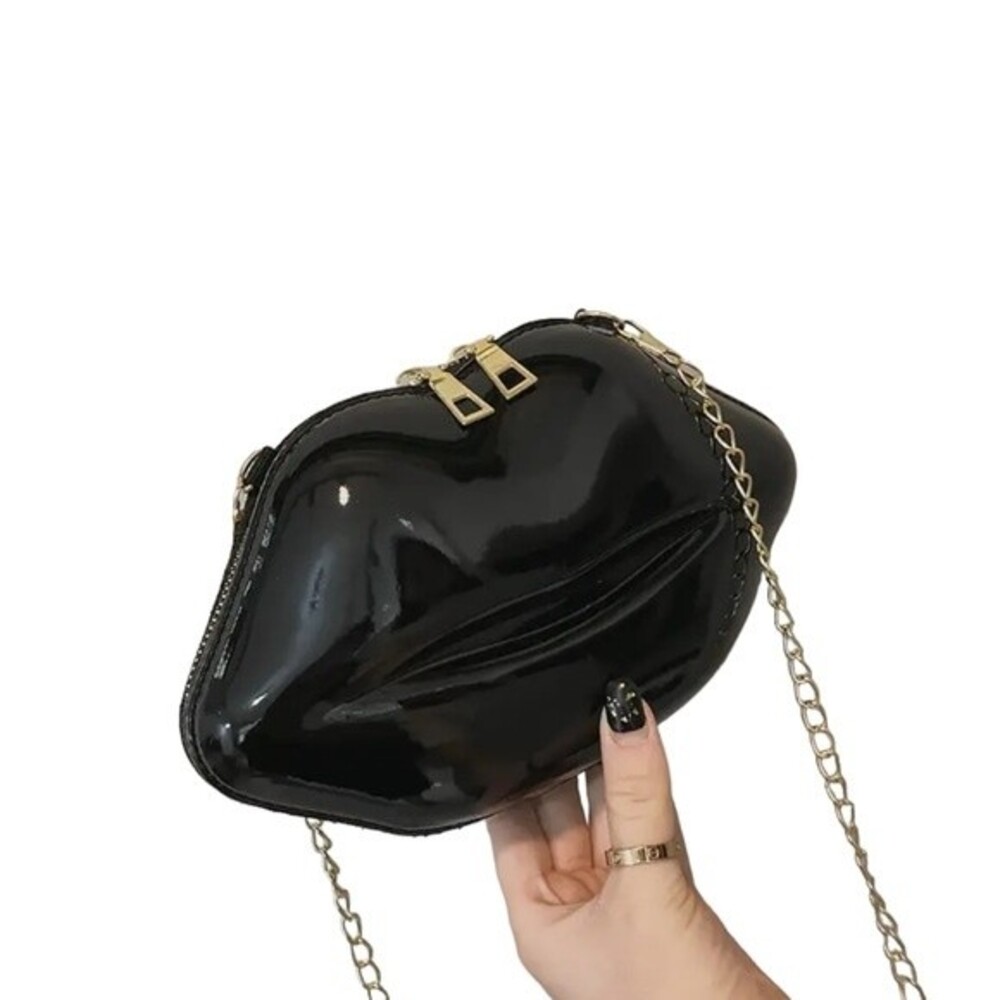 Black Lips Bag Purse Modern Lips Cute Club Gift Party Crossbody Bag‎ Fun